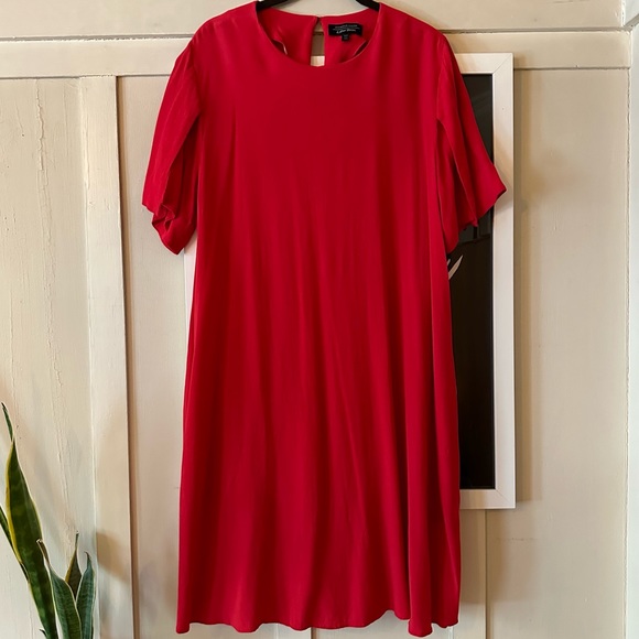 & Other Stories Red Knee Length Dress with Tulip Sleeves size 10 - Picture 1 of 3